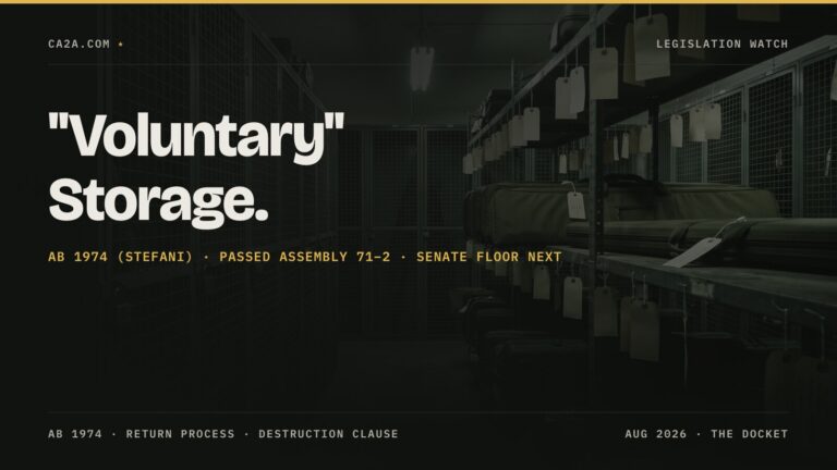 "Voluntary" Storage. AB 1974 (Stefani) · Passed Assembly 71–2 · Senate floor next
