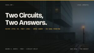 Two Circuits, Two Answers. Baird (9th) vs. Frey (2nd) · Open carry · En banc pending