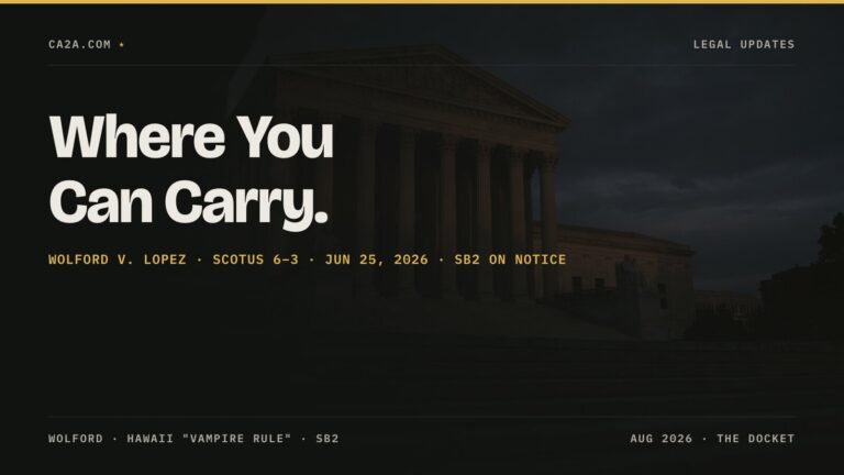 Where You Can Carry. Wolford v. Lopez · SCOTUS 6–3 · Jun 25, 2026 · SB2 on notice