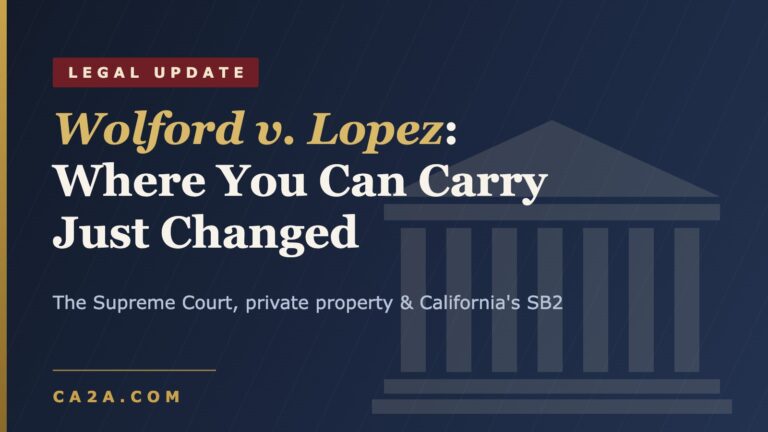 Stylized graphic of the Supreme Court with the headline Wolford v. Lopez: Where You Can Carry Just Changed
