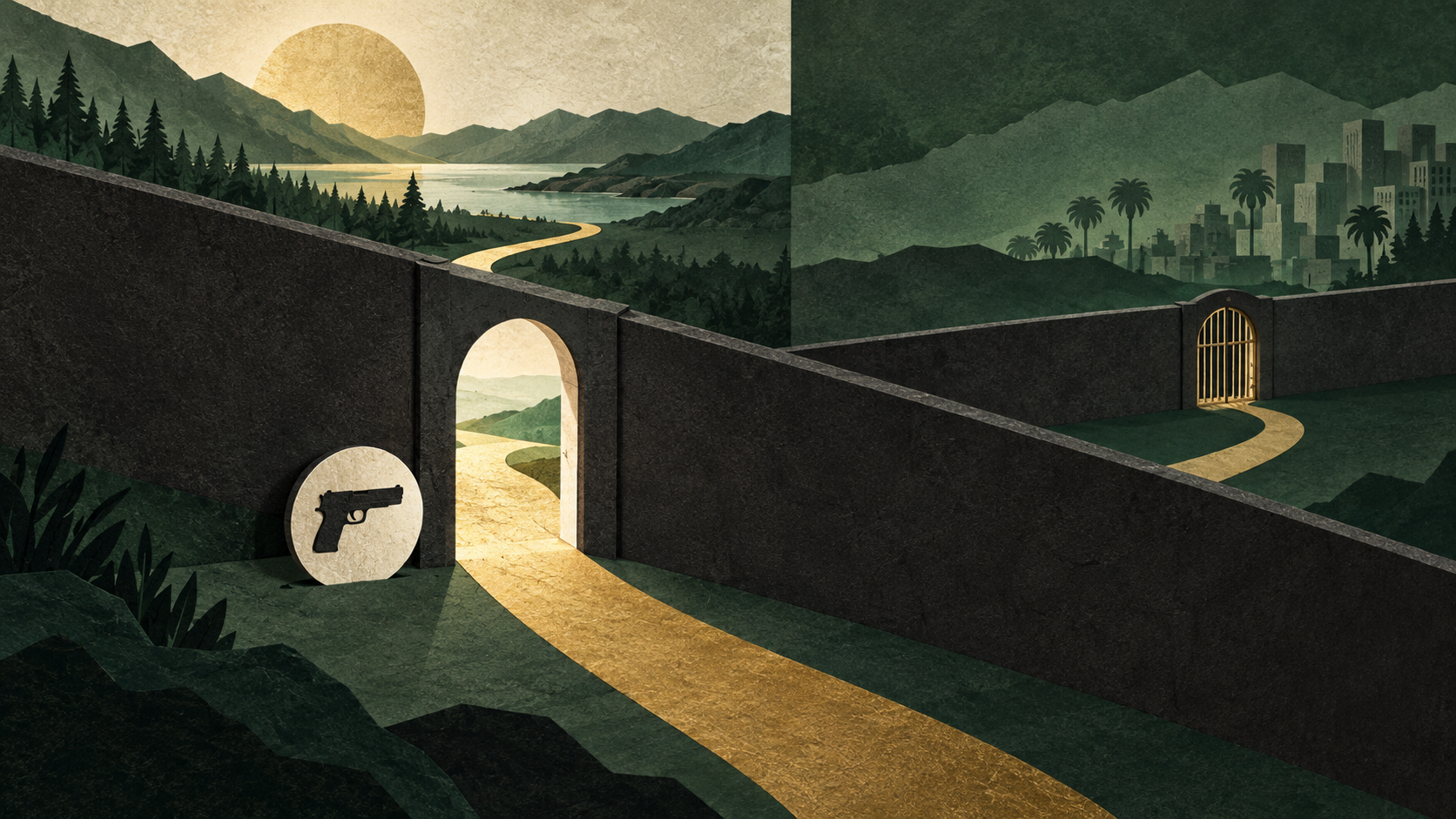 AI-generated editorial illustration accompanying Fifth Circuit Declares Federal Ban on Interstate Handgun Sales Unconstitutional