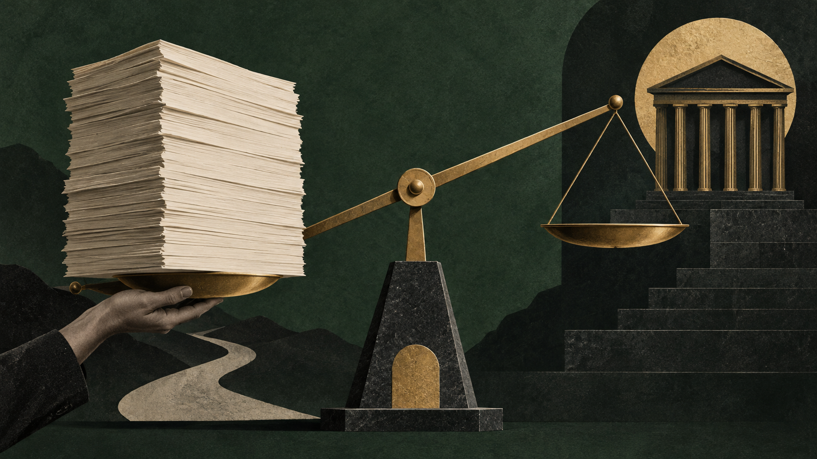 AI-generated editorial illustration accompanying 9th Circuit Flips the Burden: Now Gun Owners Must Prove Permit Rules Are 'Abuse'