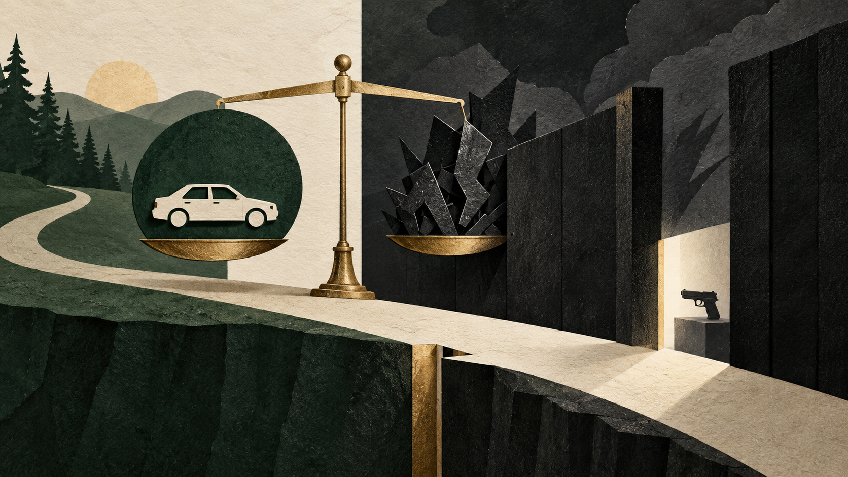 AI-generated editorial illustration accompanying Third Circuit: a nonviolent DUI conviction alone isn't enough to disarm under federal law